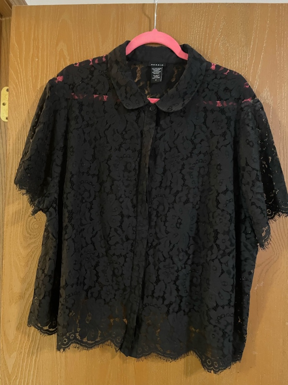 Lace Button-Front Top - Black -Torrid Crop